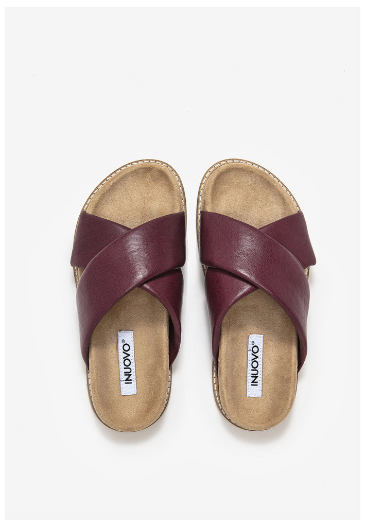 Inuovo Pantoletten Leder Dunkelrot