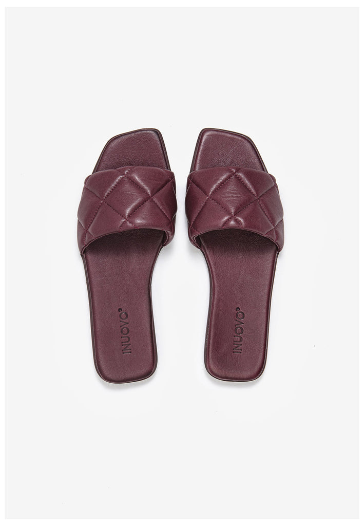 Inuovo Pantoletten Leder Dunkelrot