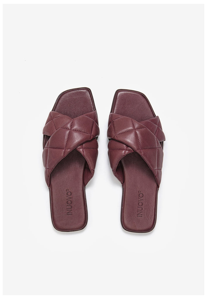 Inuovo Pantoletten Leder Dunkelrot