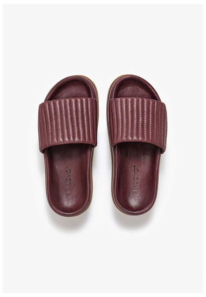 Inuovo Pantoletten Leder Dunkelrot