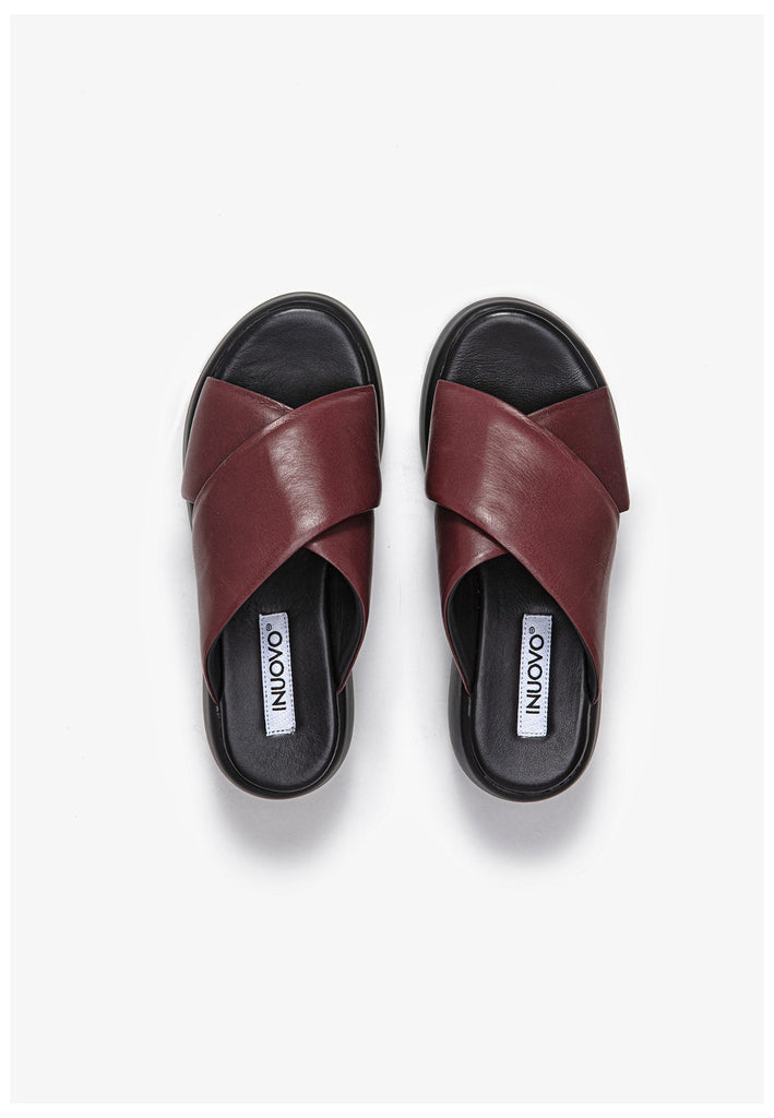 Inuovo Pantoletten Leder Dunkelrot