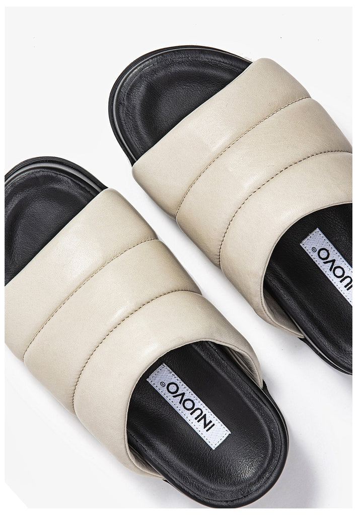 Inuovo Pantoletten Leder Hellbeige