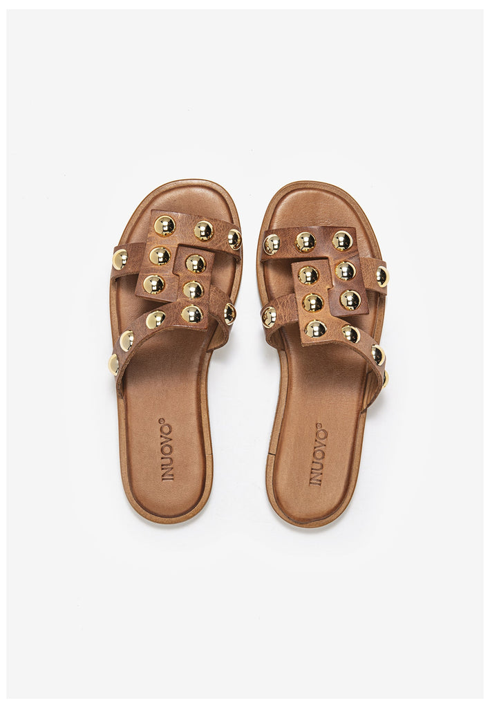 Inuovo Pantoletten Leder Hellbraun