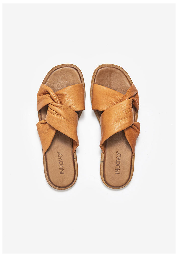 Inuovo Pantoletten Leder Hellbraun