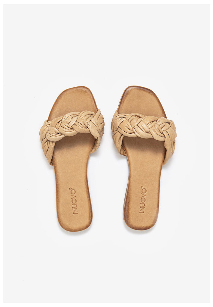 Inuovo Pantoletten Leder Hellbraun