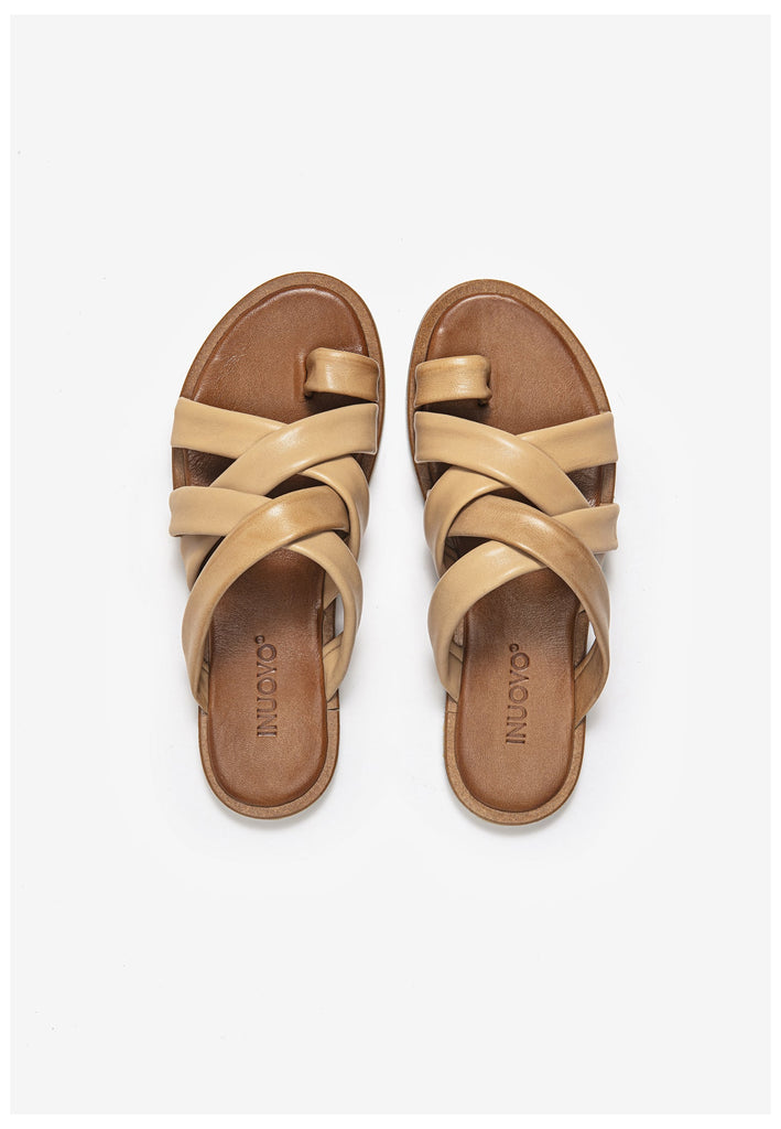 Inuovo Pantoletten Leder Hellbraun