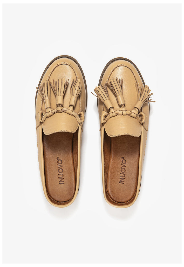 Inuovo Pantoletten Leder Hellbraun