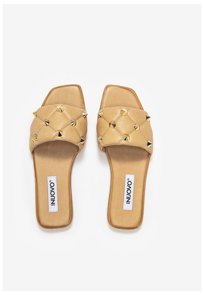 Inuovo Pantoletten Leder Hellbraun