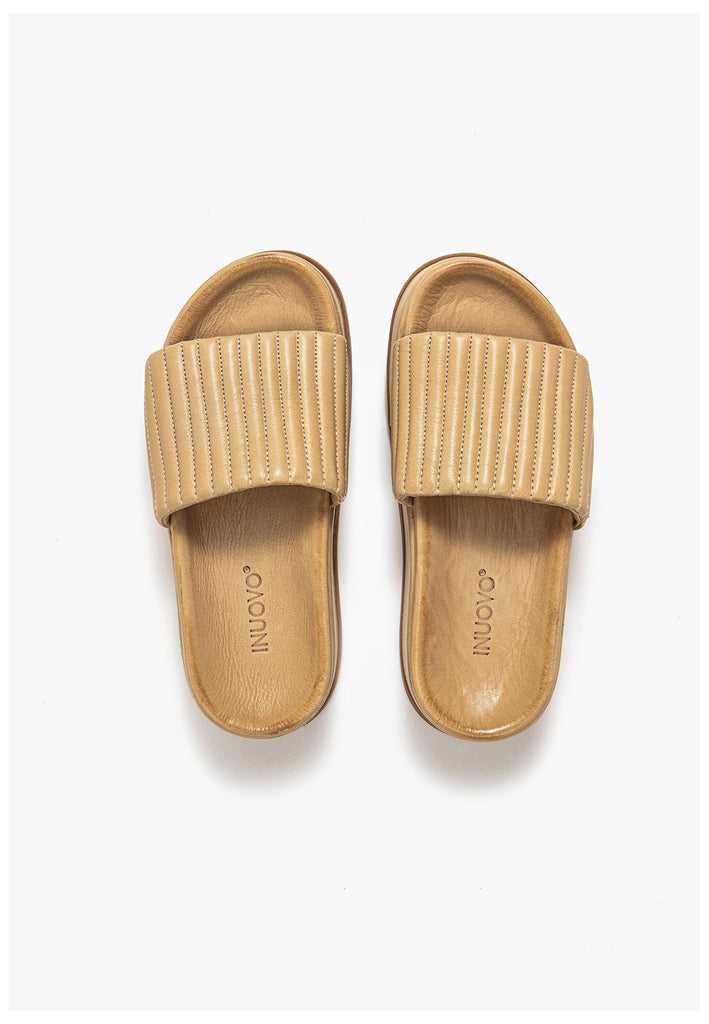 Inuovo Pantoletten Leder Hellbraun