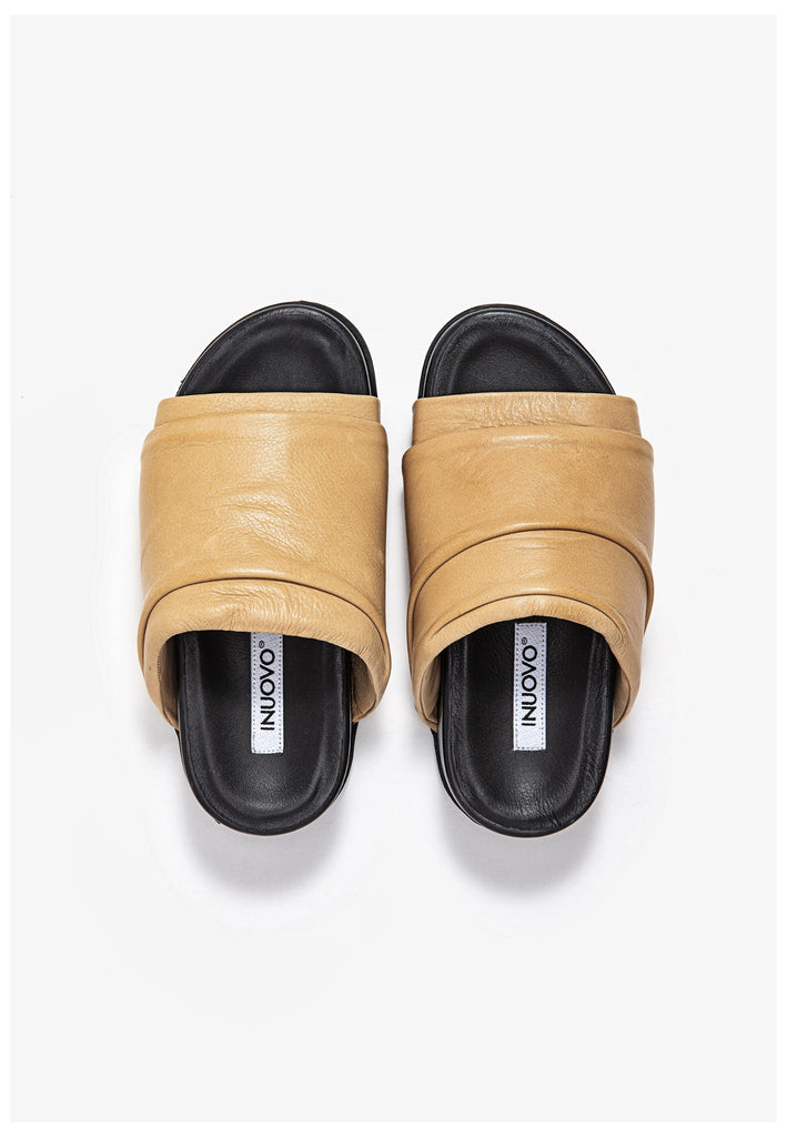 Inuovo Pantoletten Leder Hellbraun