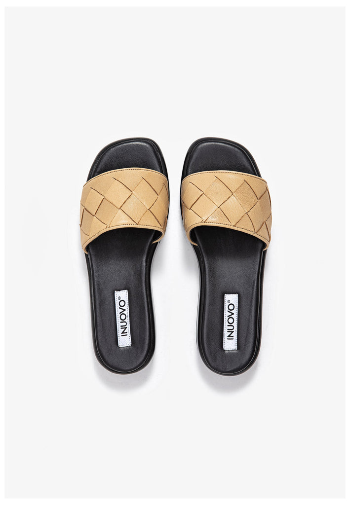 Inuovo Pantoletten Leder Hellbraun