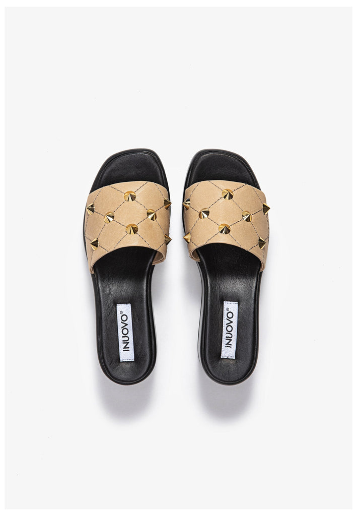 Inuovo Pantoletten Leder Hellbraun