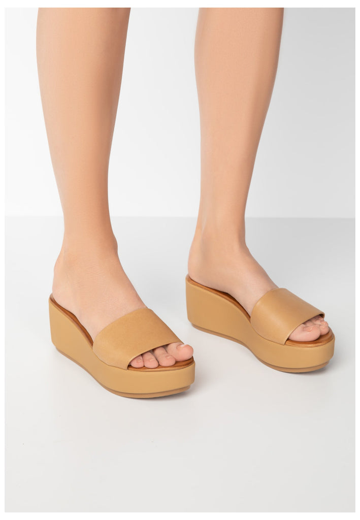 Inuovo Pantoletten Leder Hellbraun