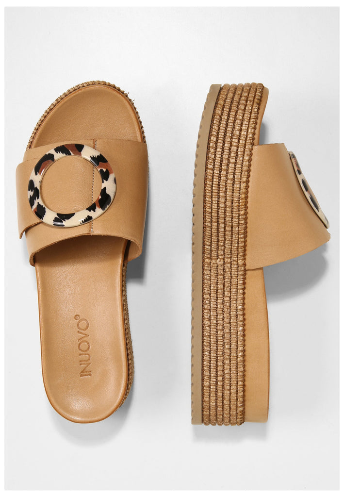 Inuovo Pantoletten Leder Hellbraun