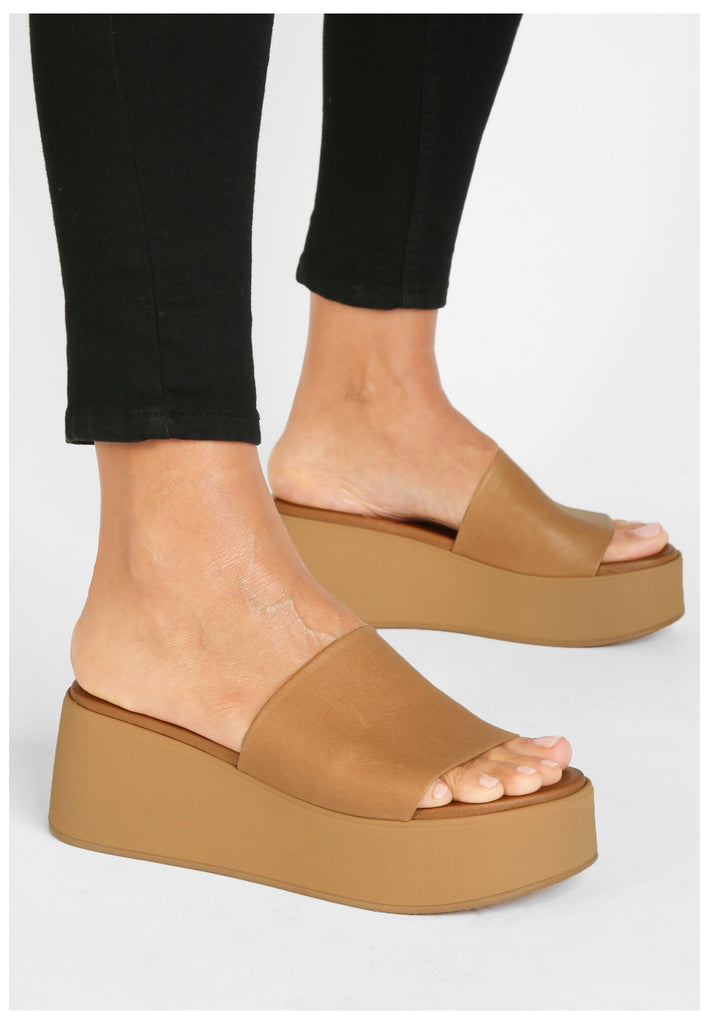 Inuovo Pantoletten Leder Hellbraun