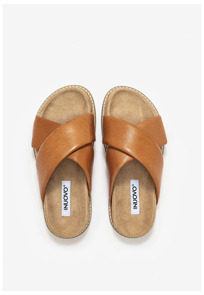 Inuovo Pantoletten Leder Mittelbraun