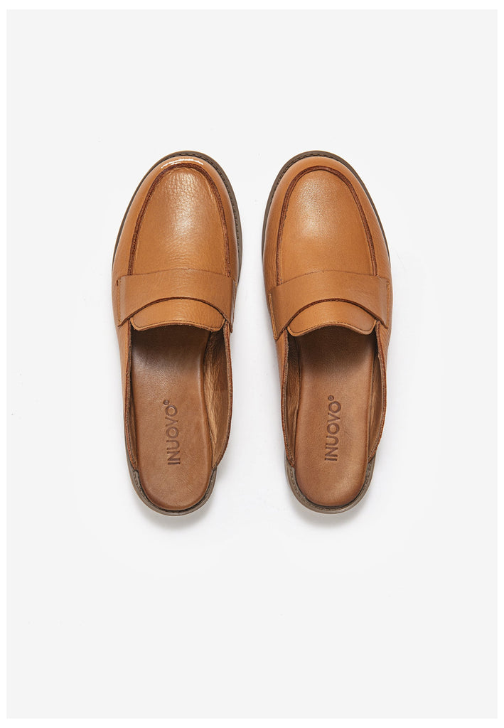 Inuovo Pantoletten Leder Mittelbraun