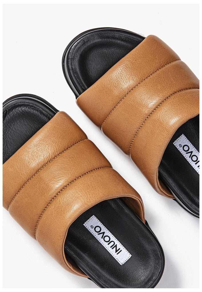 Inuovo Pantoletten Leder Mittelbraun