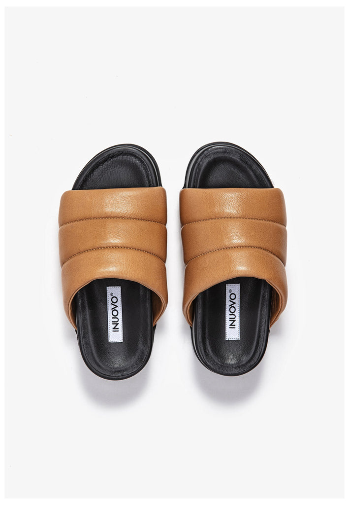 Inuovo Pantoletten Leder Mittelbraun