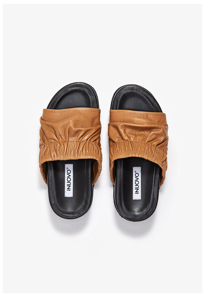 Inuovo Pantoletten Leder Mittelbraun