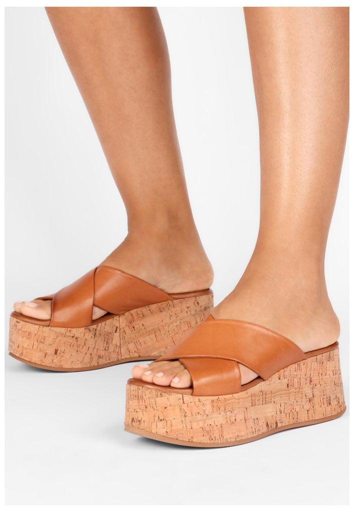 Inuovo Pantoletten Leder Mittelbraun