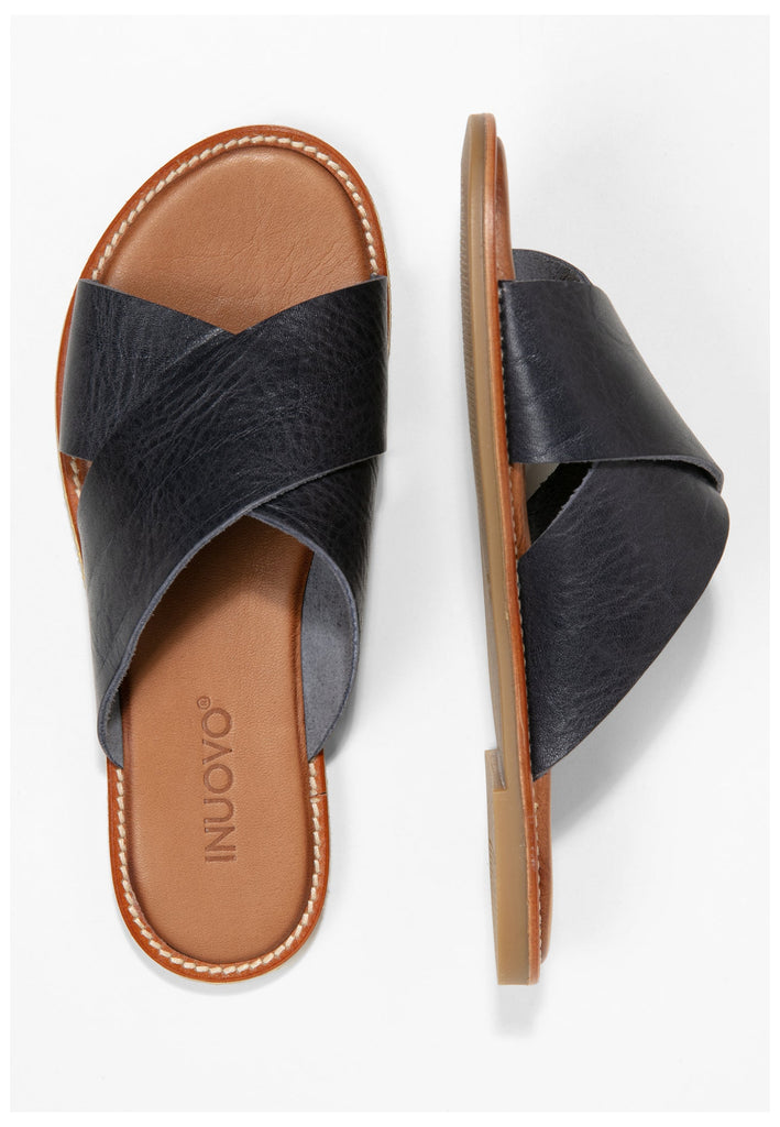 Inuovo Pantoletten Leder Navy