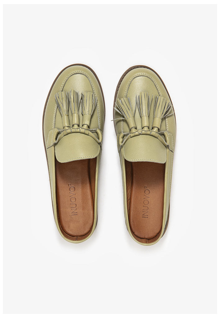 Inuovo Pantoletten Leder Oliv