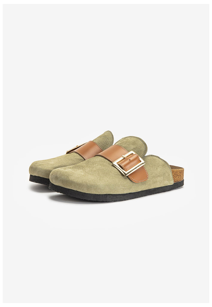 Inuovo Pantoletten Leder Olive