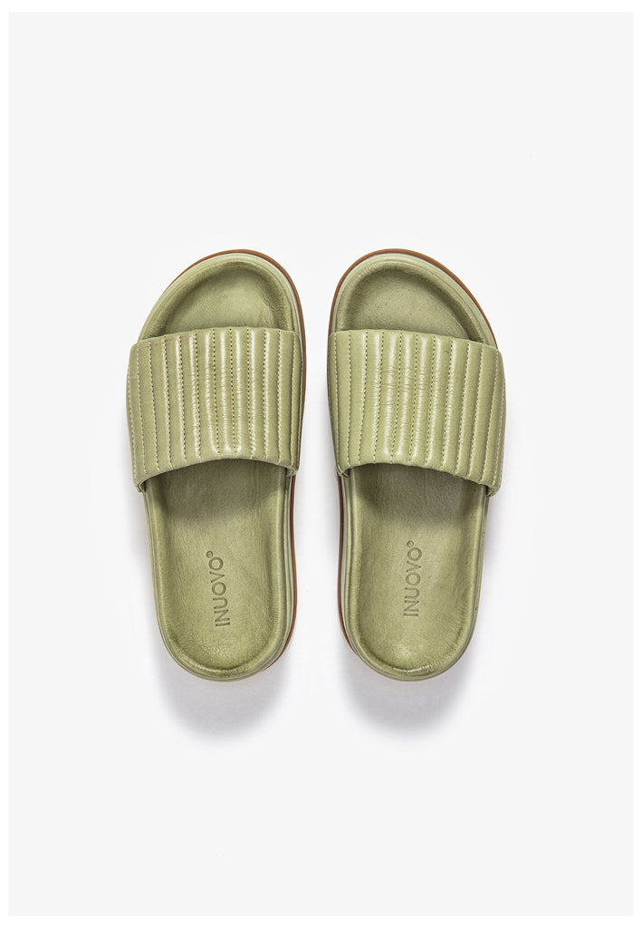 Inuovo Pantoletten Leder Olive