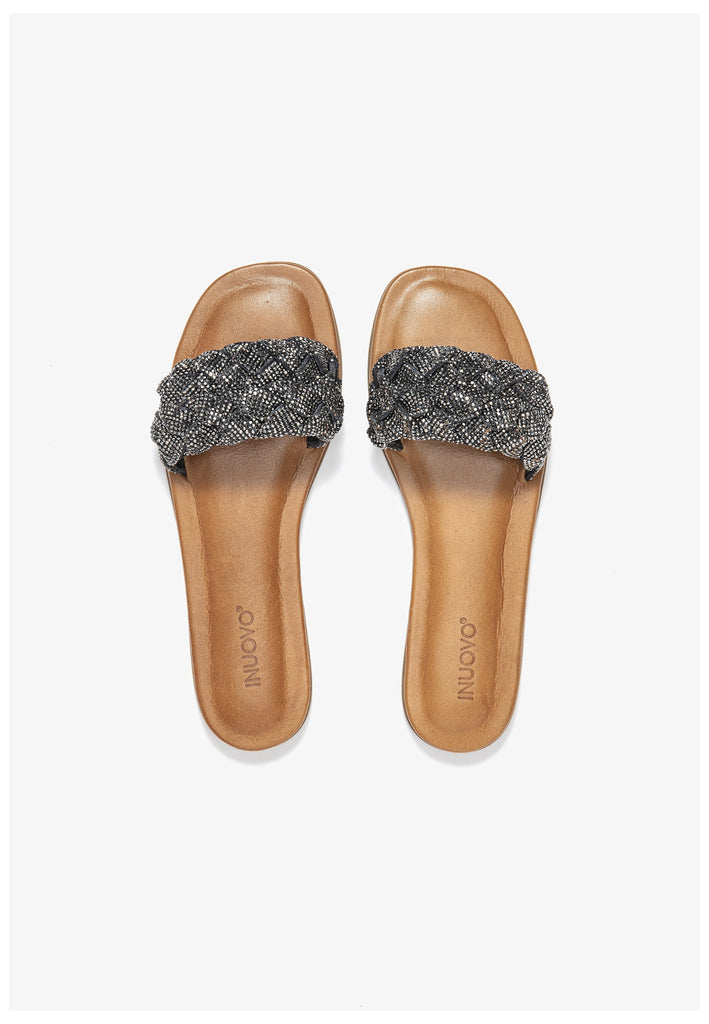 Inuovo Pantoletten Leder Schwarz