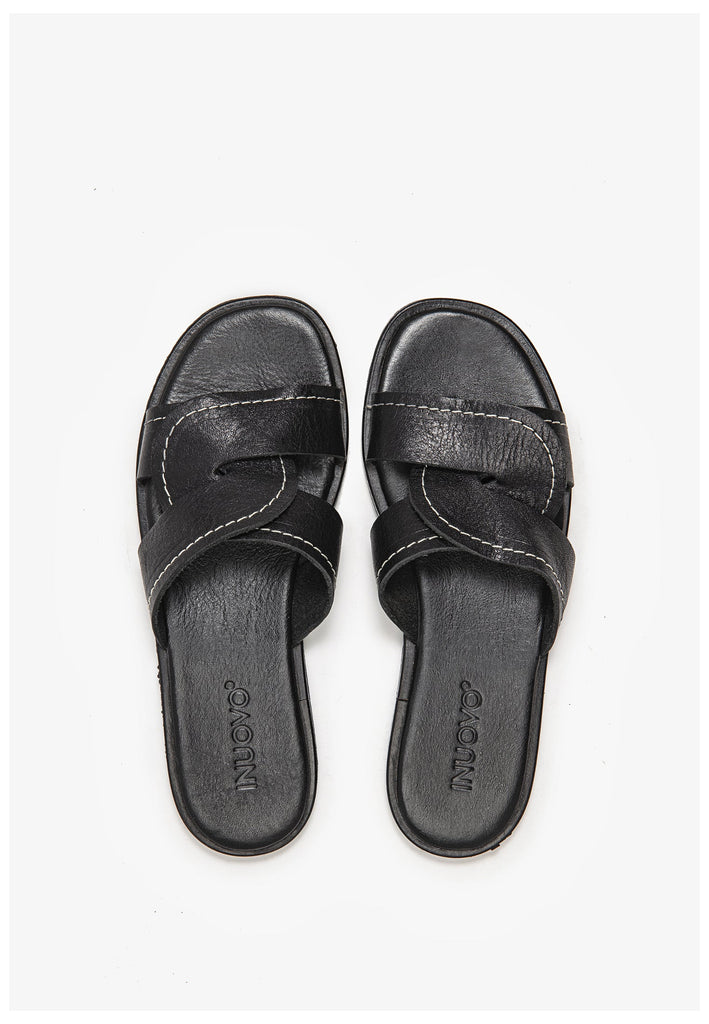 Inuovo Pantoletten Leder Schwarz