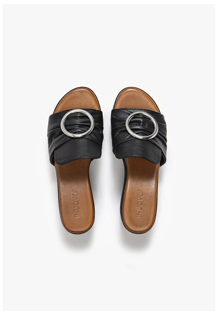 Inuovo Pantoletten Leder Schwarz