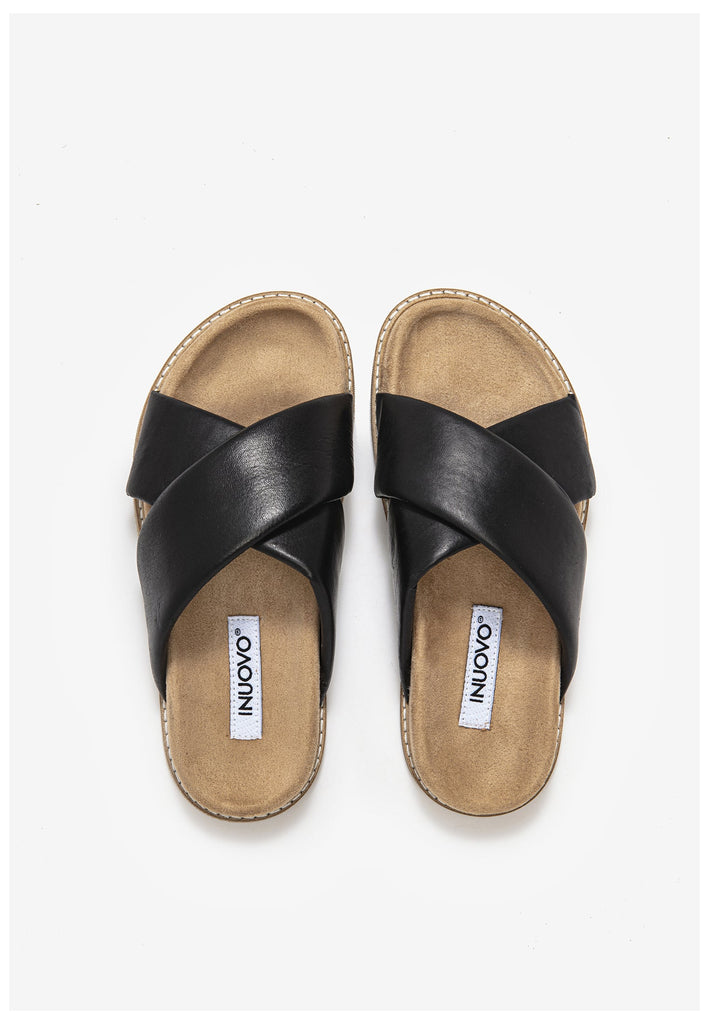 Inuovo Pantoletten Leder Schwarz