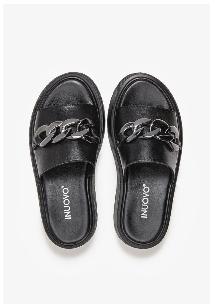 Inuovo Pantoletten Leder Schwarz