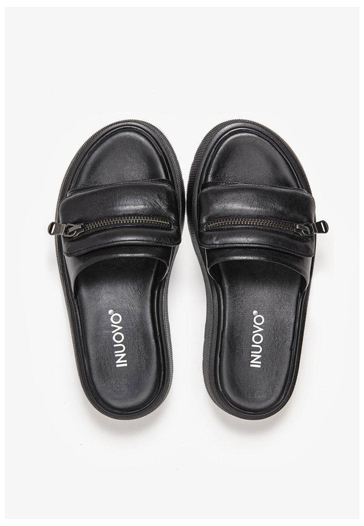 Inuovo Pantoletten Leder Schwarz