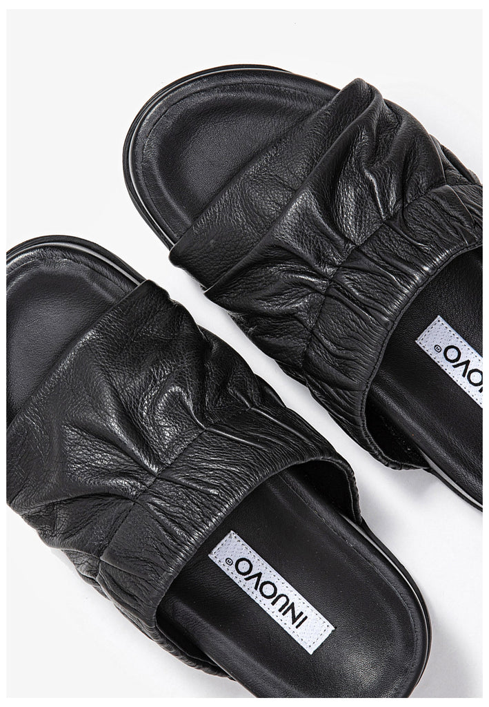 Inuovo Pantoletten Leder Schwarz