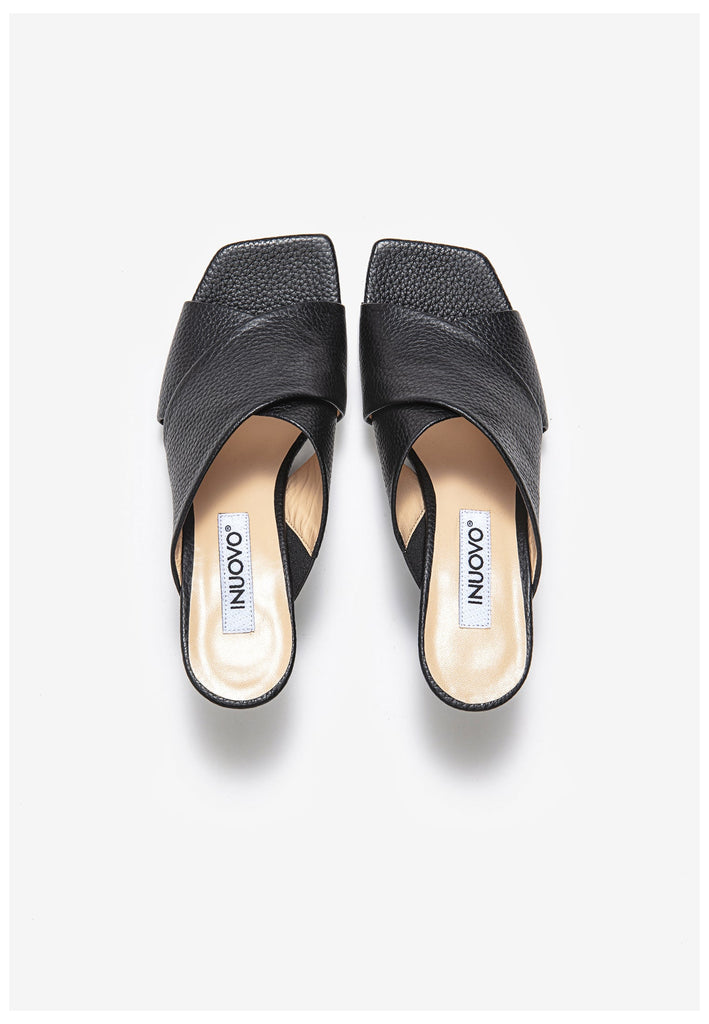 Inuovo Pantoletten Leder Schwarz