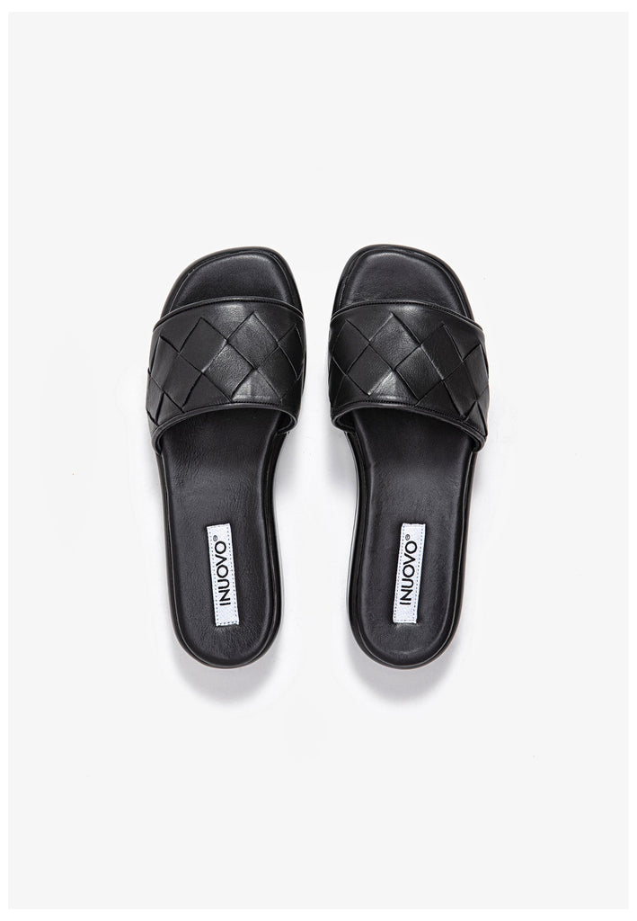 Inuovo Pantoletten Leder Schwarz