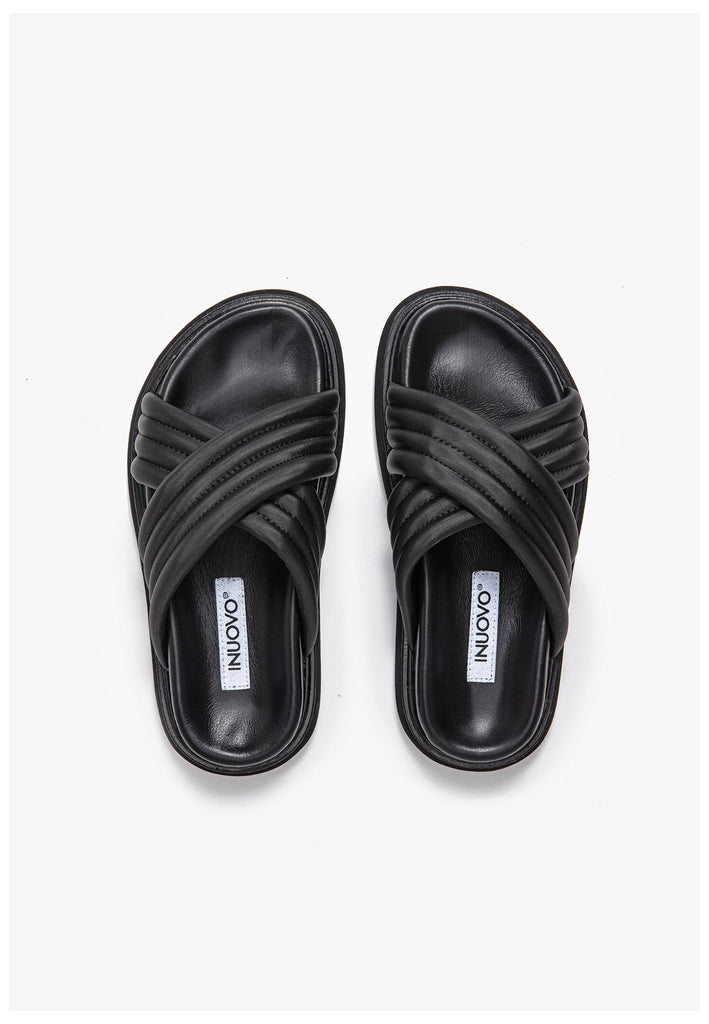 Inuovo Pantoletten Leder Schwarz