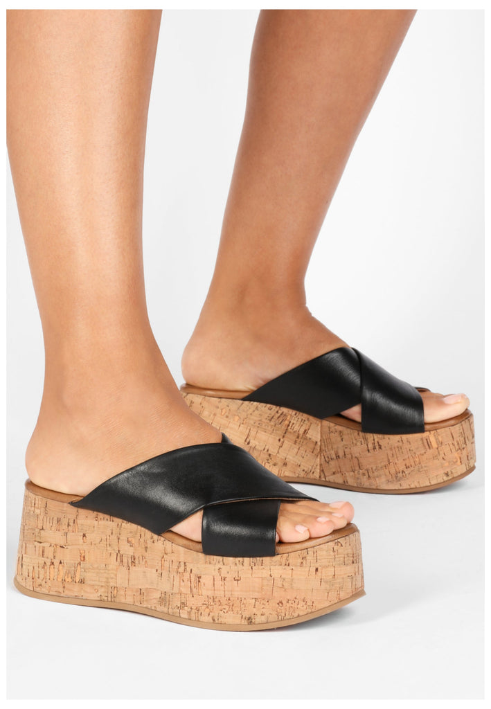 Inuovo Pantoletten Leder Schwarz