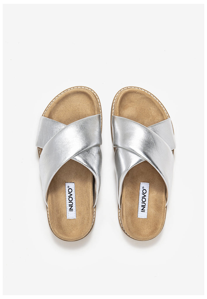 Inuovo Pantoletten Leder Silber