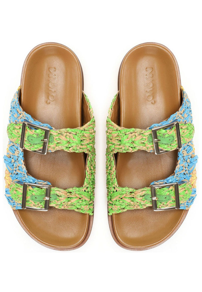 Inuovo Pantoletten Leder/Textil Grün/Blau