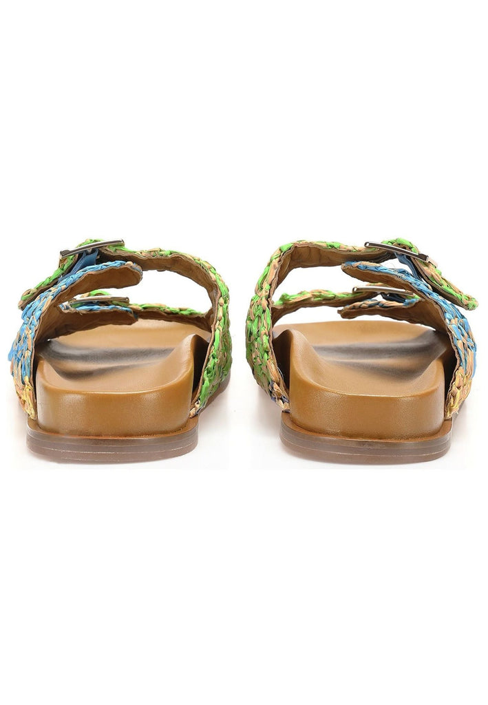 Inuovo Pantoletten Leder/Textil Grün/Blau