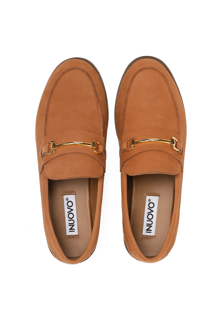 Inuovo Slipper Leder Mittelbraun