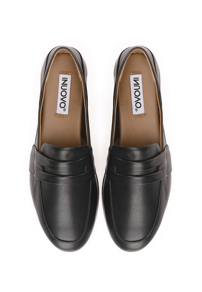 Inuovo Slipper Leder Schwarz