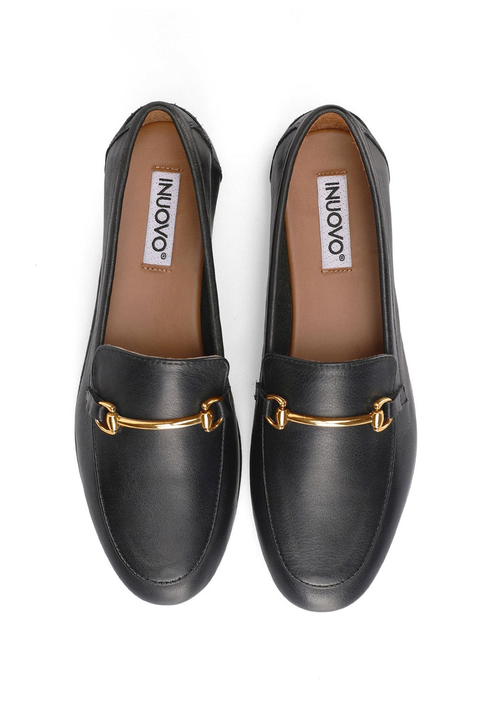 Inuovo Slipper Leder Schwarz