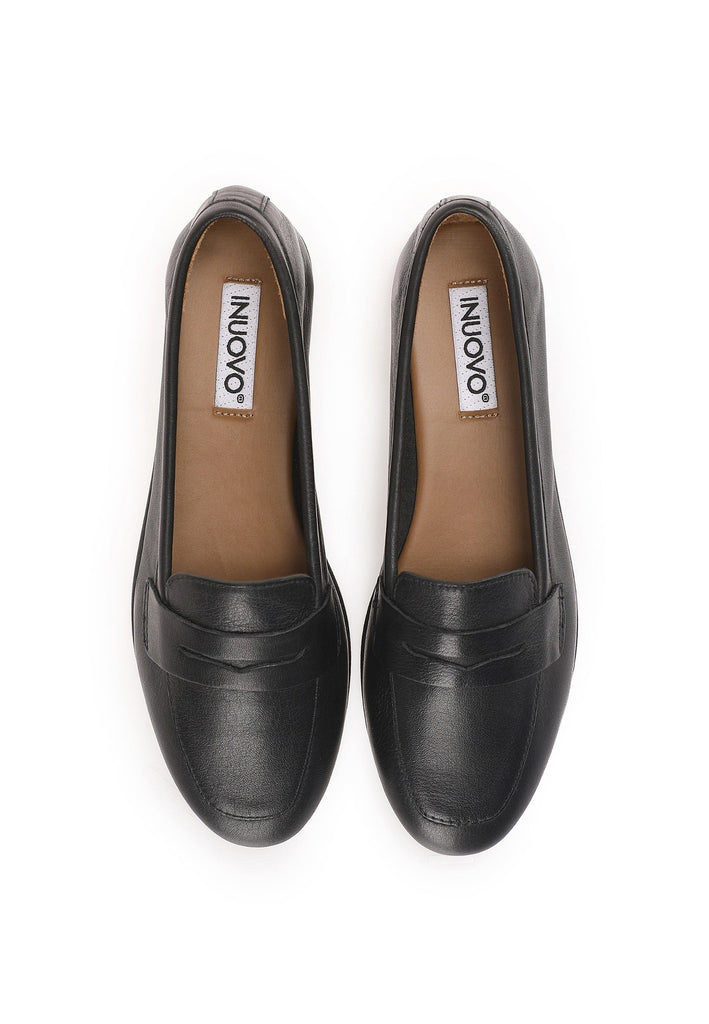 Inuovo Slipper Leder Schwarz