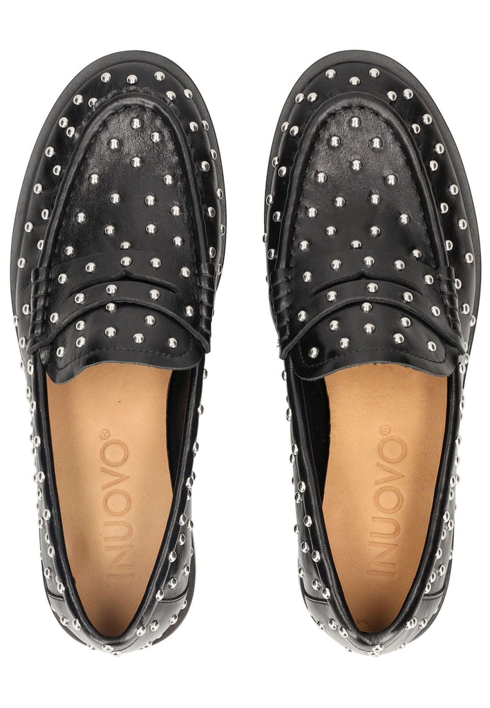 Inuovo Slipper Leder Schwarz