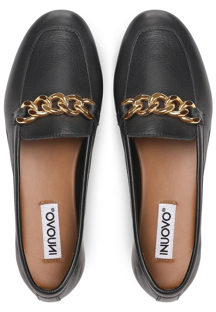 Inuovo Slipper Leder Schwarz/Gold