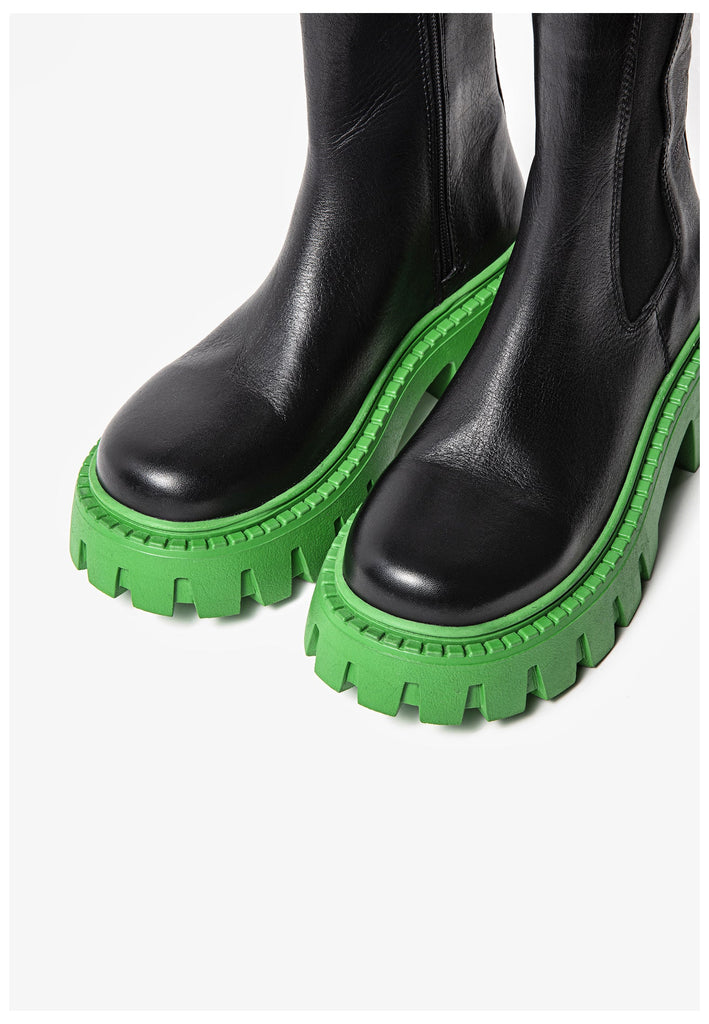 Inuovo Stiefel Leder Schwarz/Grün